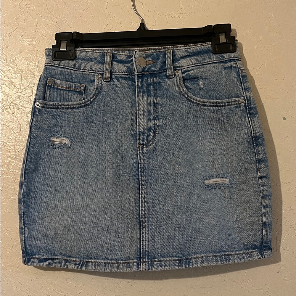 Garage Light Blue Mini Denim Skirt